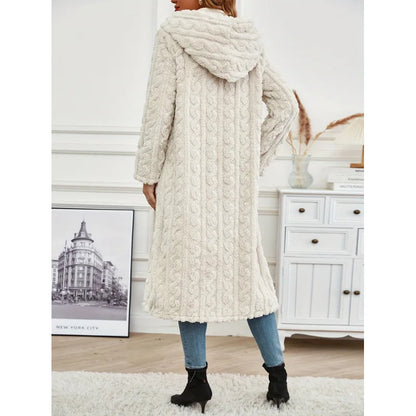 Women's Warm Long Coat with Hood - Slim Fit, Long Sleeve Casual Outerwear