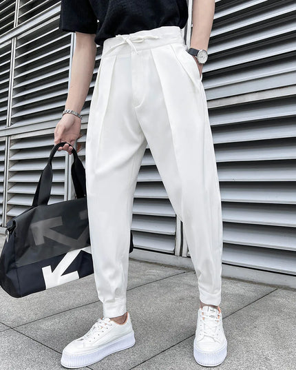 Men's Loose Fit Drape Pants with Elastic Waistband