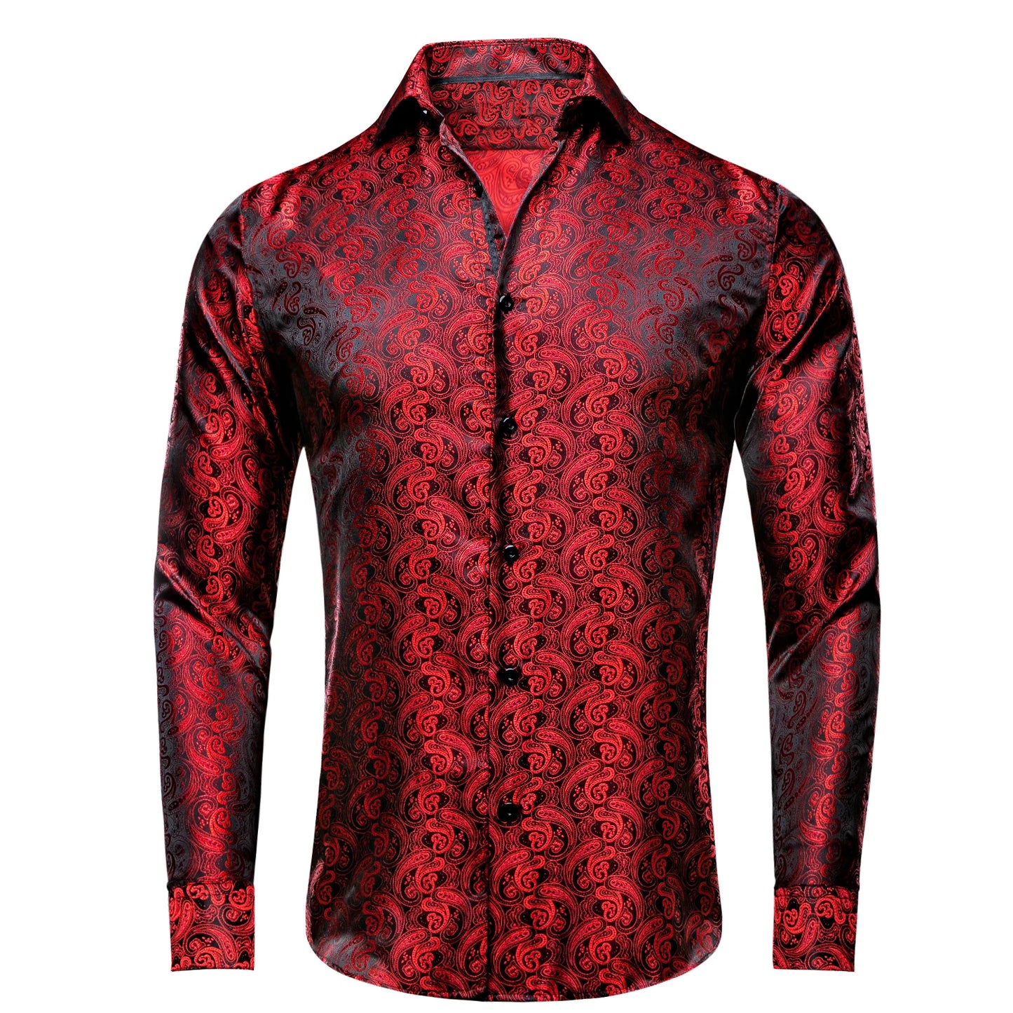 Luxury Gold Men's Silk Jacquard Lapel Shirt
