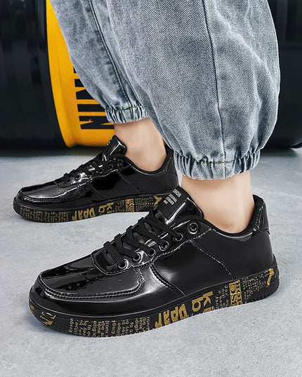 Premium Glossy Lace-Up Sneakers for Men
