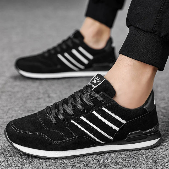 Men's Faux Leather Casual Sneakers with Non-Slip Sole