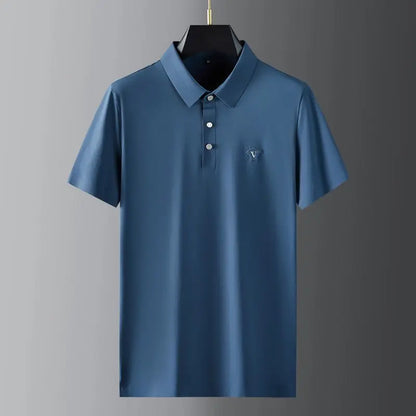 Ice Silk Men's 2-Piece Button-Up T-Shirt & Pants Set – Breathable, Stylish Summer Casual Outfit