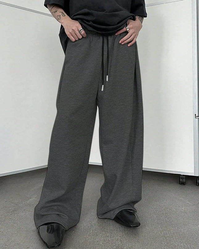 Unisex Wide Leg Sweatpants with Elastic Waist and Drawstring