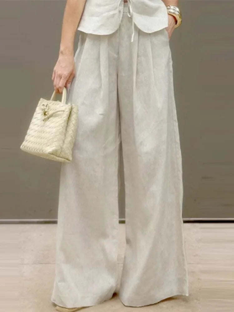 Women's Two-Piece Vest and Wide-Leg Pants Set - Stylish & Comfortable Outfit for Women