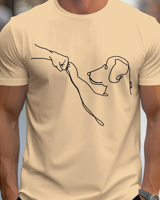 Men's Cotton Casual Sports T-Shirt with Dog First Print