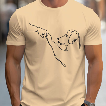 Men's Cotton Casual Sports T-Shirt with Dog First Print