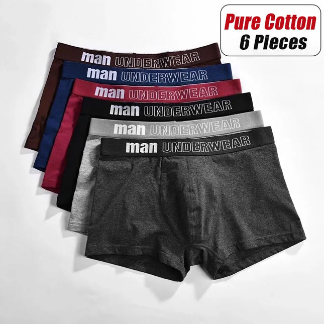 6Pieces  Men's Underwear   Boxer Shorts   Cotton Breathable Men's Underwear M-3XL