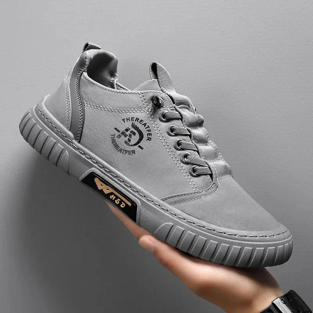 Men's Casual Canvas Lace-Up Sneakers – Comfortable Flat Sneakers for Everyday Wear