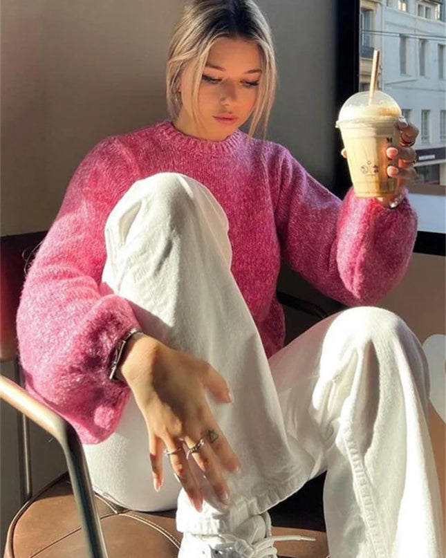 Women’s Backless Knitted Sweater - Casual Long Sleeve