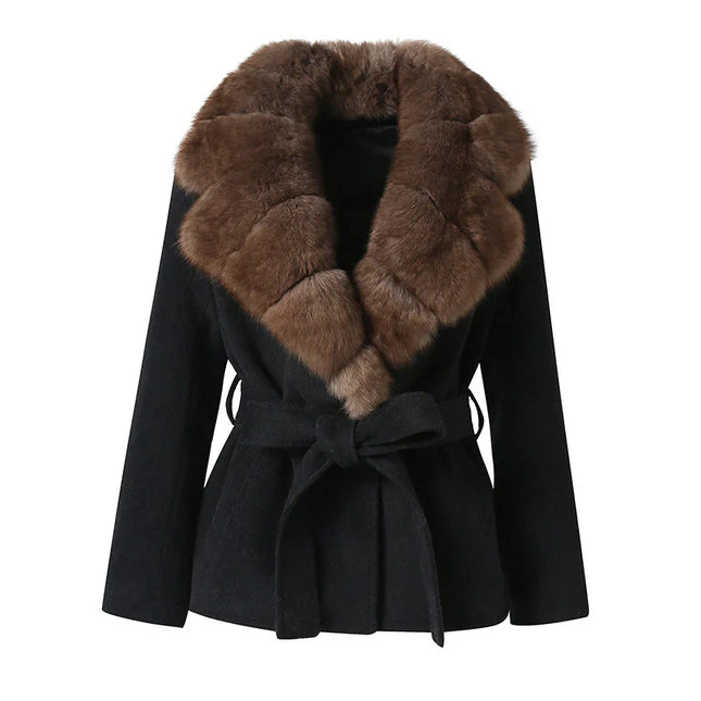 ZRTD Women's Faux Fur Patchwork Cropped Loose Lapel Jacket/Vest