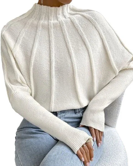 Knit Pullover Sweater with Batwing Sleeves for Women