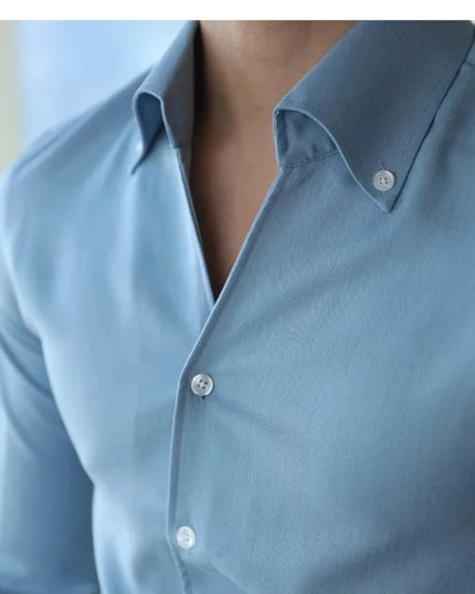 Men's Slim-Fit Wrinkle-Free Casual Collar Shirt with Lapel Design