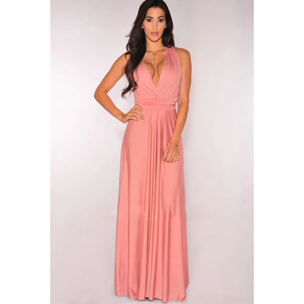 Convertible Red Bandage Dress for Women - Multiway Long Wrap Style