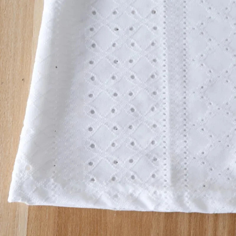 Women's Lace Patch Button-Up V-Neck Short Sleeve Blouse