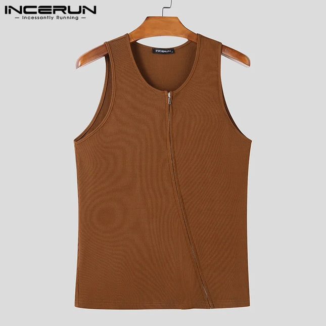 Incerun Men's Sleeveless Zipper Vest