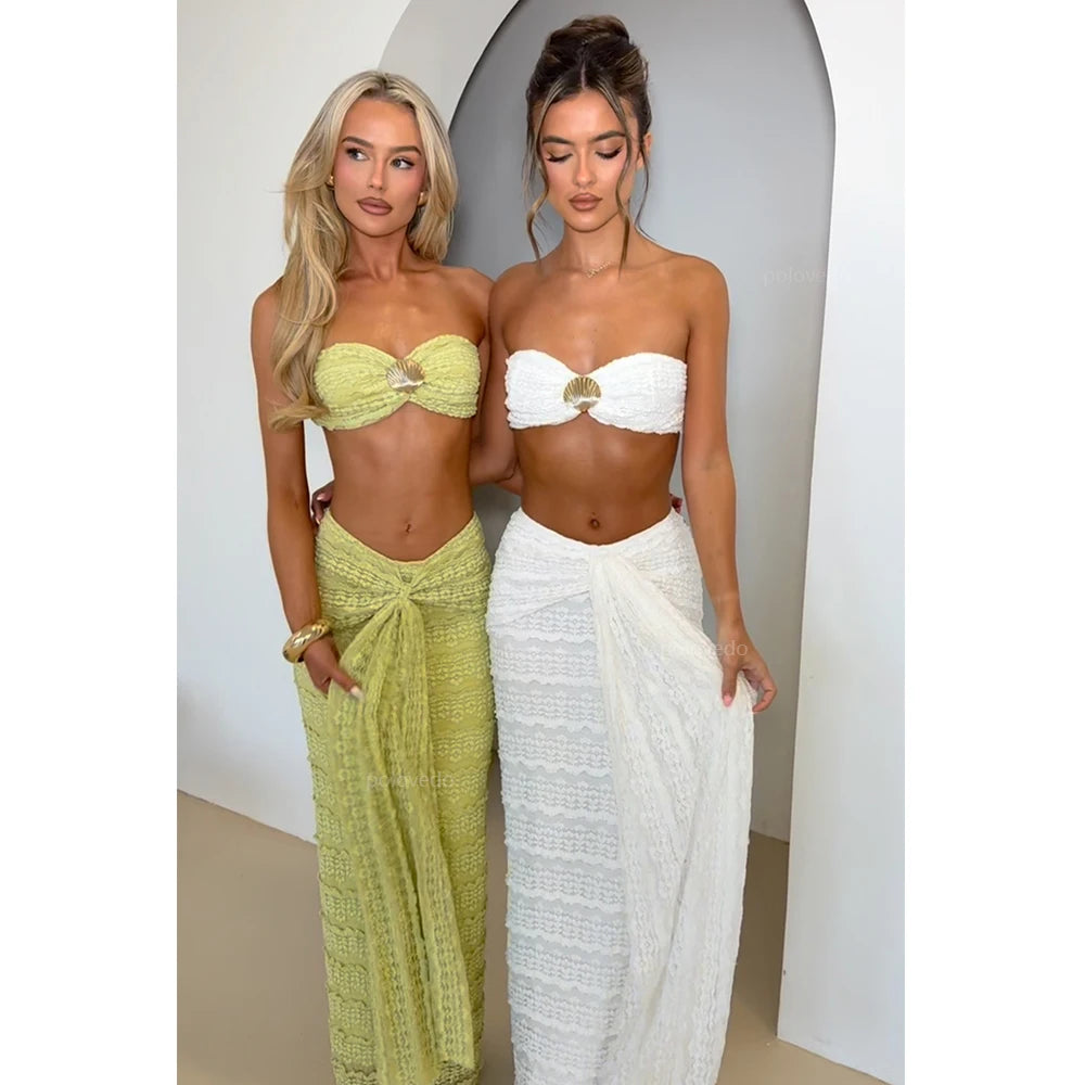2-Piece Women's Bikini Swimsuit Set with Long Dress Cover-Up