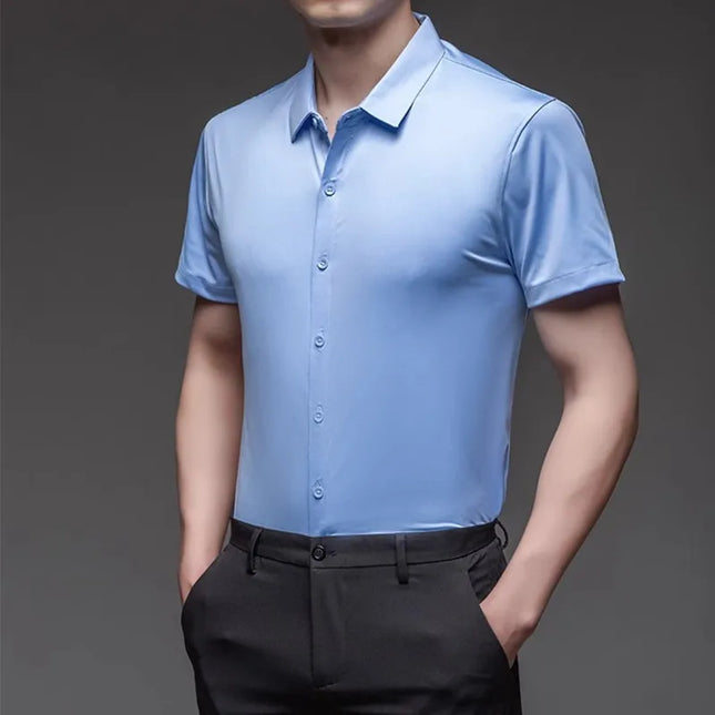 High-Stretch Men's Short Sleeve Shirt - Casual, Breathable, and Abrasion-Resistant