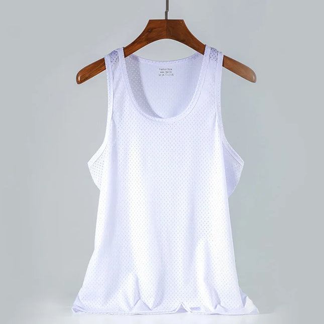Men's Ice Silk Transparent Mesh Tank Top -  Various Colors