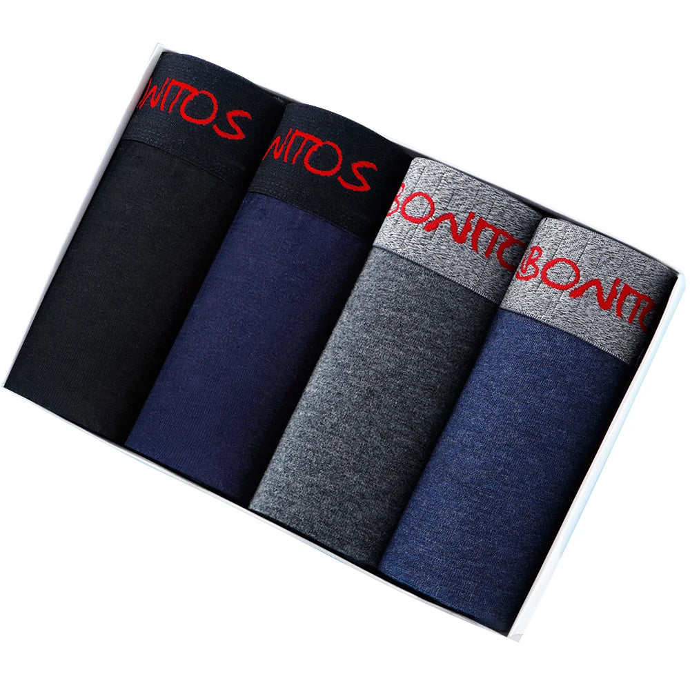 Men's Cotton Boxer Shorts - 4-Pack Comfortable Underwear for All-Day Wear