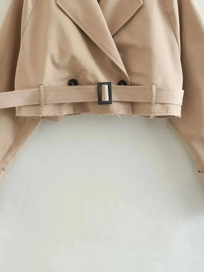 Women's Cropped Trench Coat with Belt