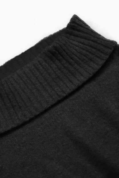 Women's Black Off-Shoulder Ribbed Knit Long Sleeve Slim Fit Casual Cropped Sweater