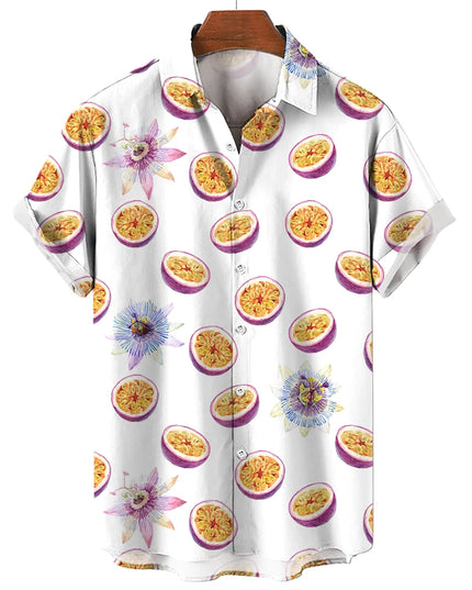 Men's T-Shirt with a Variety of Fruit and Animated Print