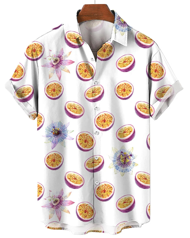 Men's T-Shirt with a Variety of Fruit and Animated Print