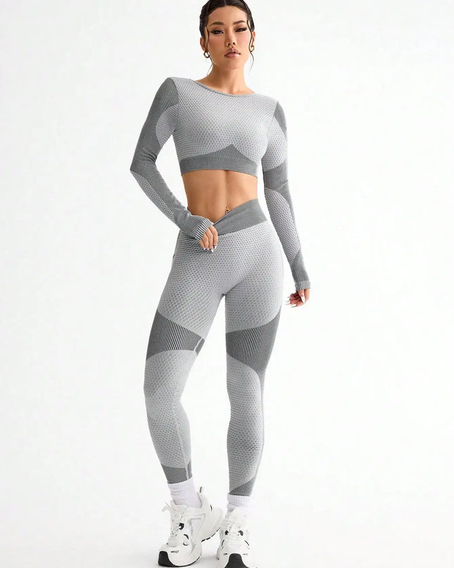 Women's 2-Piece Breathable Seamless Sports Vest and Leggings Set