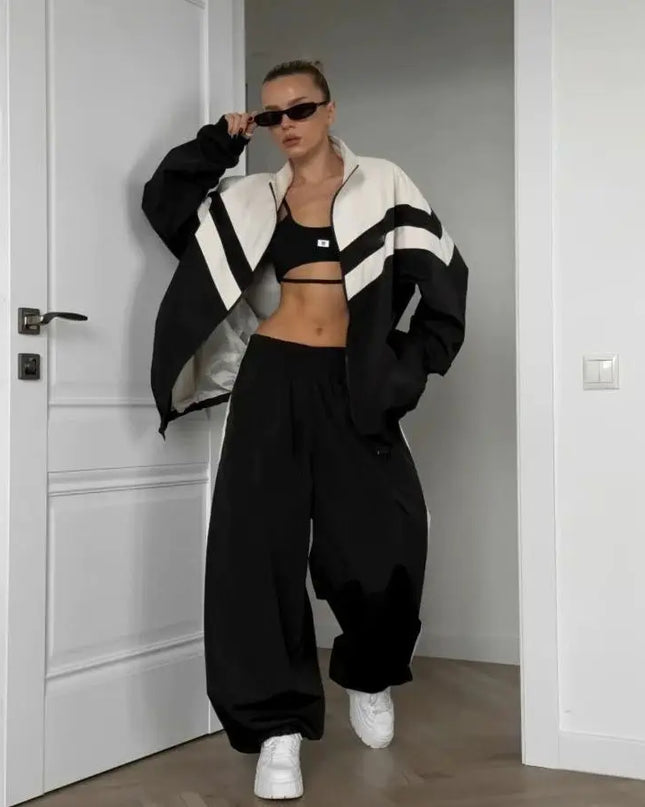 Women’s Two-Piece Set – Loose, Breathable Jacket and Pants Ensemble