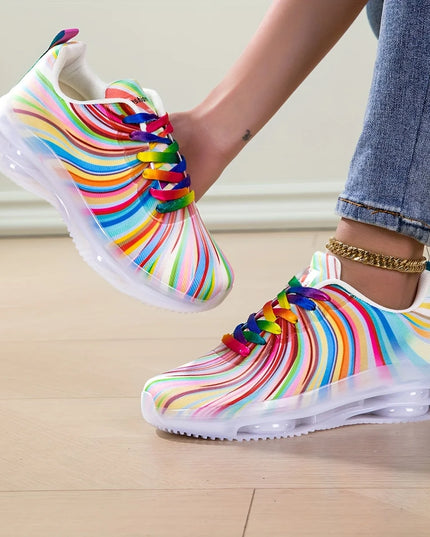 Women's Rainbow Stripe Casual Sneakers