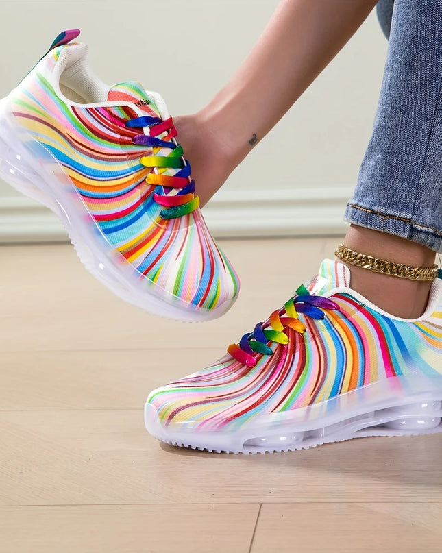 Women's Rainbow Stripe Casual Sneakers