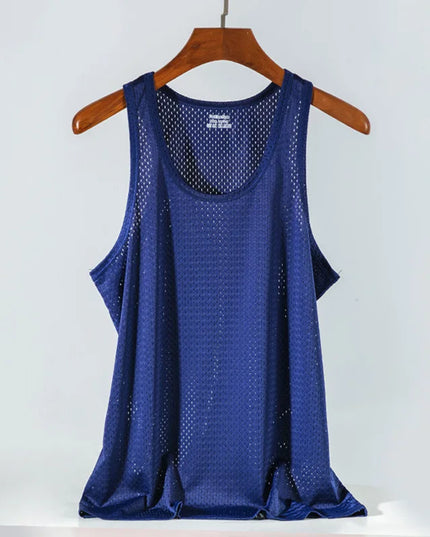 Men's Ice Silk Transparent Mesh Tank Top -  Various Colors