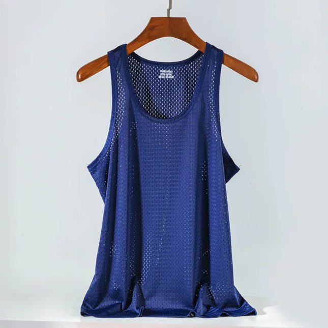 Men's Ice Silk Transparent Mesh Tank Top -  Various Colors