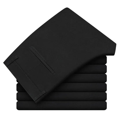 Men's Casual Slim Straight Trousers - 97% Cotton Comfortable Elastic Pants
