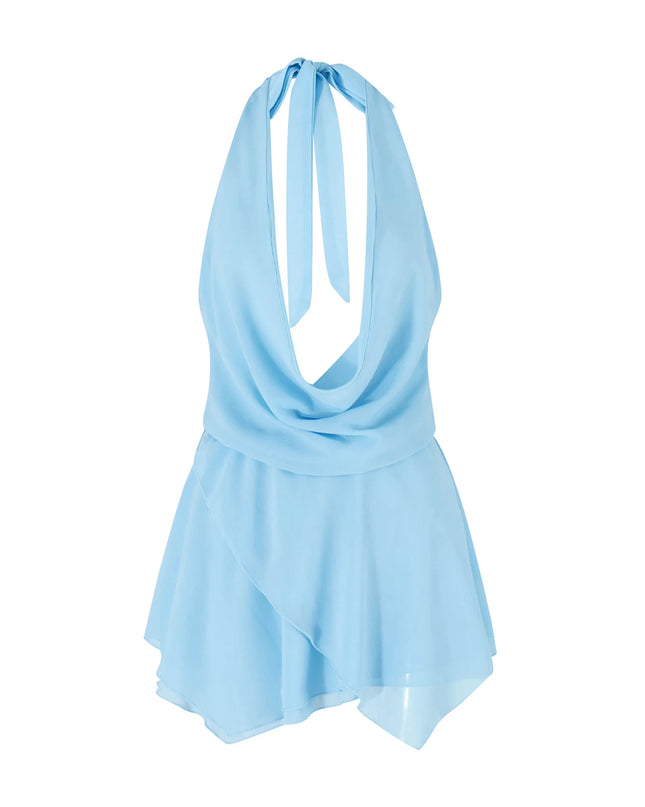 Women's Short Sling Dress - Halter Neck, Low Cut, Backless Chiffon Dress