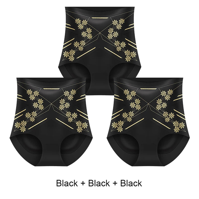 Women's 3-Piece High-Waist Panties with Tummy Control and Belly Firming Design