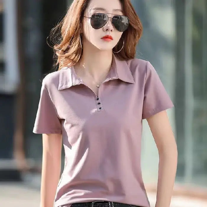 Women's Casual Polo T-Shirt - Relaxed Fit