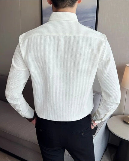 Men's Slim Fit Casual Long Sleeve Polo Shirt - Wrinkle-Resistant