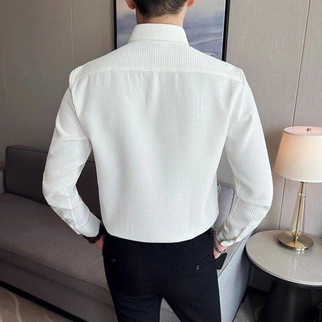 Men's Slim Fit Casual Long Sleeve Polo Shirt - Wrinkle-Resistant