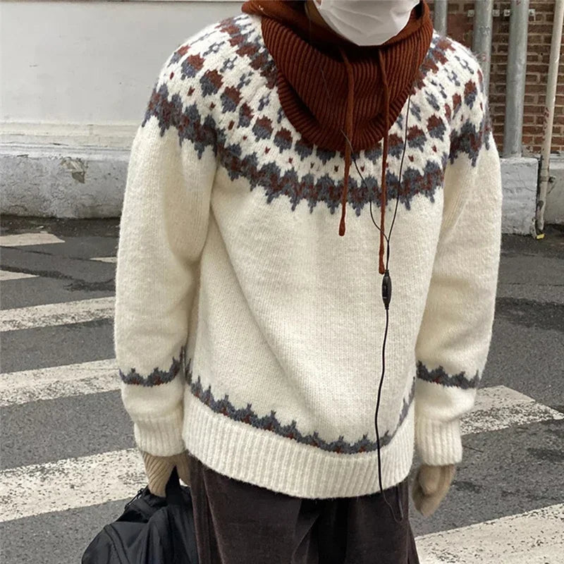 Unisex Loose Fit Stylish Knit Sweater - Casual Warm Knitwear for Men