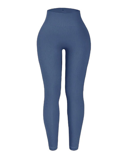 Women's High-Waisted Ribbed Yoga Pants - Various Colors