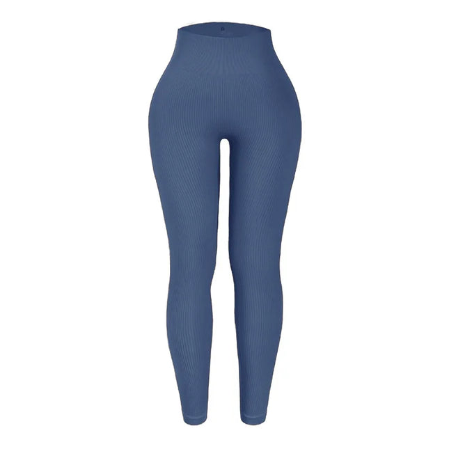 Women's High-Waisted Ribbed Yoga Pants - Various Colors