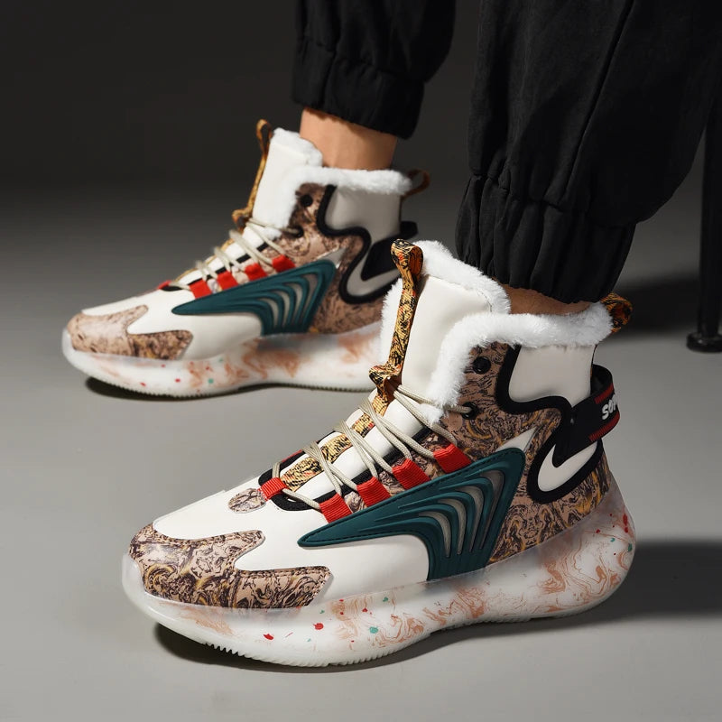 Men's Winter Boots - Warm Non-Slip Plush Sneakers for Men - Various Designs