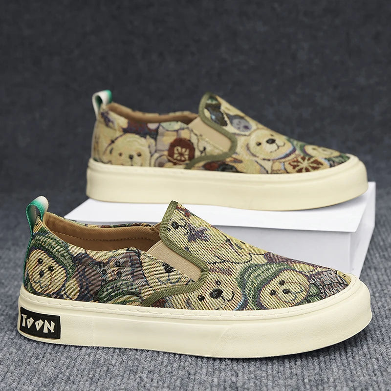 Men's Casual Slip-On Canvas Sneakers - Comfortable Flat Shoes for Everyday Wear