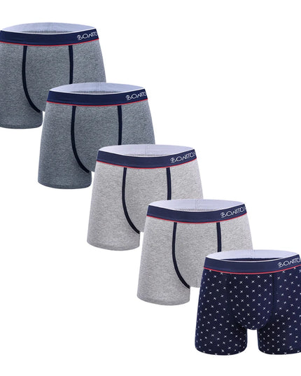 Men's Cotton Boxer Shorts - 5-Pack Comfortable Underwear for All-Day Wear