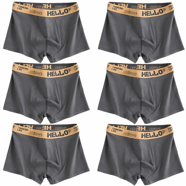 6-Piece Men's Cotton Underwear Set - Breathable Boxer Shorts - Various Colors