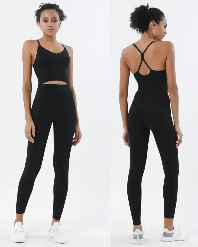 Women’s Gym Two-Piece Sports Bra and Leggings Set - Athletic Activewear Workout Outfit for Women