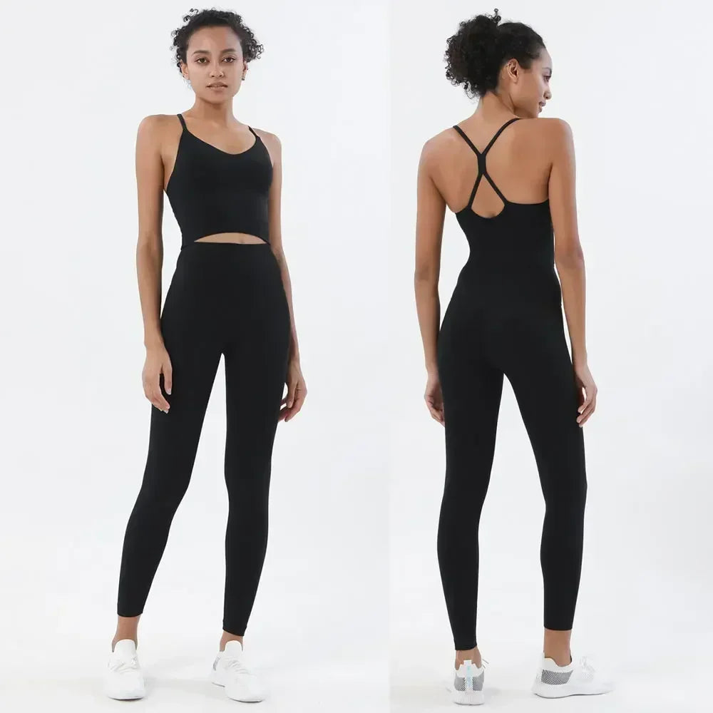 Women’s Gym Two-Piece Sports Bra and Leggings Set - Athletic Activewear Workout Outfit for Women