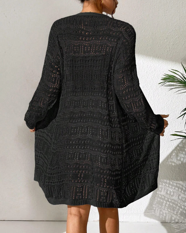Elegant Women's Mid-Length Knitted Cardigan