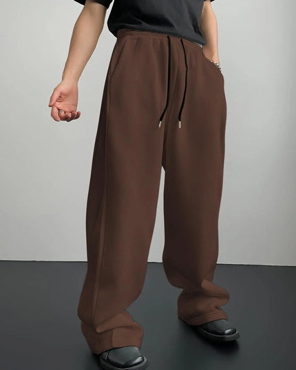 Unisex Wide Leg Sweatpants with Elastic Waist and Drawstring